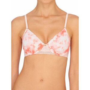 Natori Sunrise Tie Dye Lace Trim Unlined Underwire Bra Pink Coral 36DDD 36F
